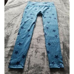 First Looks Womens L/XL Denim Star Seamless Leggings Ankle Stretch Blue Active